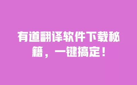有道翻译软件下载秘籍，一键搞定！ 一