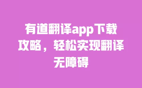 有道翻译app下载攻略，轻松实现翻译无障碍 一