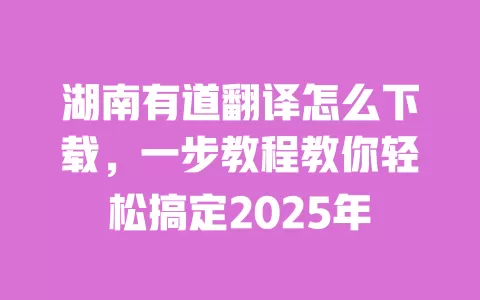 湖南有道翻译怎么下载，一步教程教你轻松搞定2025年 一