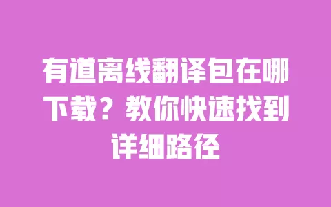 有道离线翻译包在哪下载?教你快速找到详细路径 一