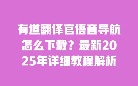 有道翻译官语音导航怎么下载?最新2025年详细教程解析 一