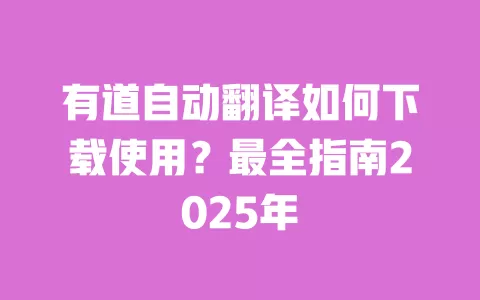 有道自动翻译如何下载使用？最全指南2025年 一
