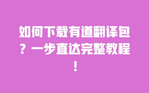 如何下载有道翻译包？一步直达完整教程！ 一