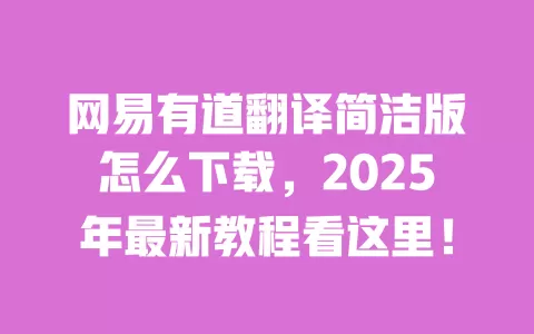 网易有道翻译简洁版怎么下载,2025年最新教程看这里! 一