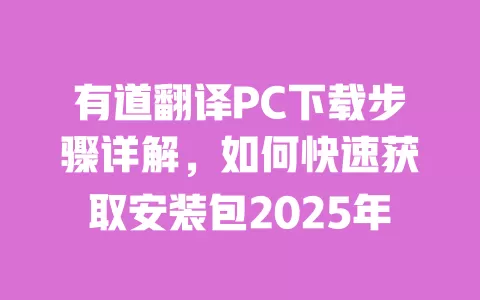 有道翻译PC下载步骤详解,如何快速获取安装包2025年 一