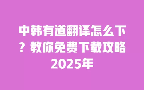 中韩有道翻译怎么下?教你免费下载攻略2025年 一