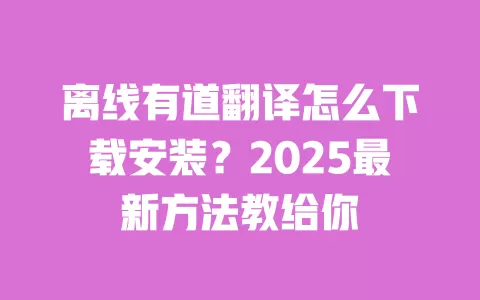 离线有道翻译怎么下载安装？2025最新方法教给你 一