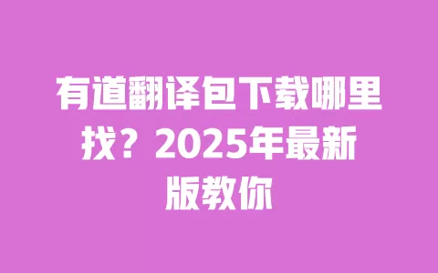 有道翻译包下载哪里找?2025年最新版教你 一