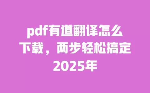 pdf有道翻译怎么下载,两步轻松搞定2025年 一